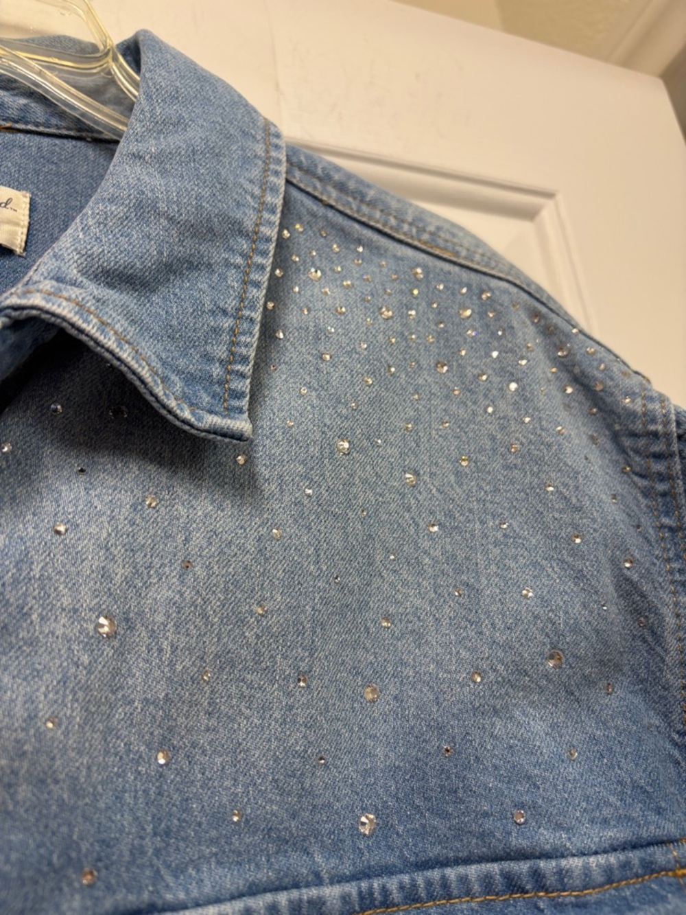 Universal Thread Light Blue Denim Snap-Front Jacket with Rhinestones - Picture 5 of 10